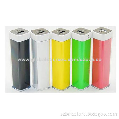 Promotional OEM Logo Lipstick Li-ion Battery Cell Power Bank, 2,200mAh Capacity, 5V/1A Input